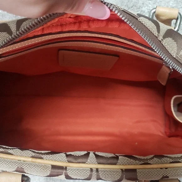 Coach Brown and Tan Signature Handbag Monogram Authentic - Picture 12 of 15